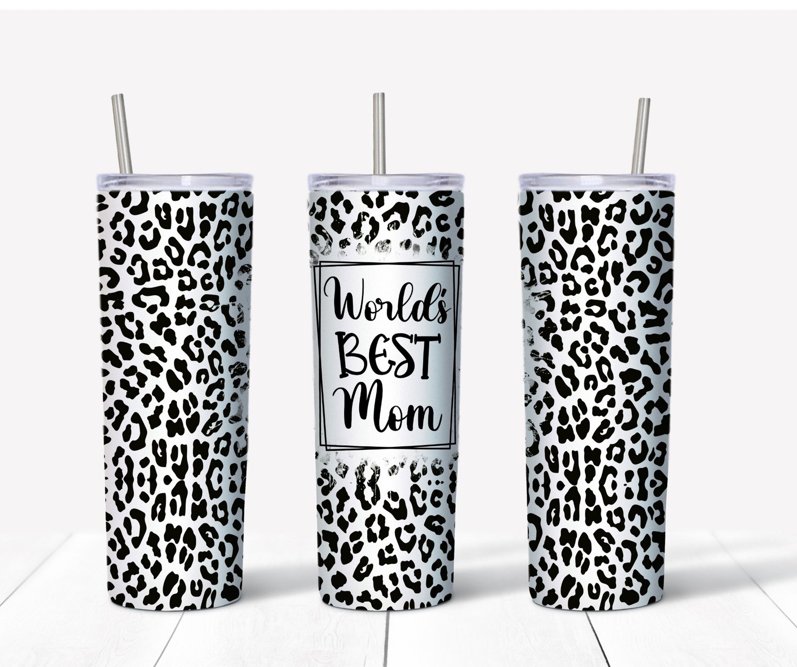 Worlds Best Mom - Black and White Cheetah Mockup