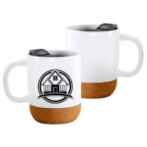 Custom 15 oz Cork Base Ceramic Mug with Lid