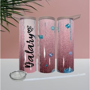 Gradient Pink Glitter-Gems Tumbler