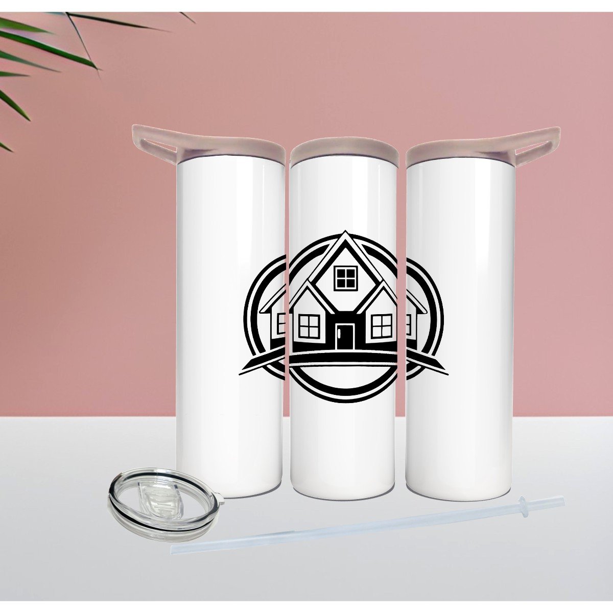 Custom 30 oz Dual Lid Straight Tumbler (Beige Lid)