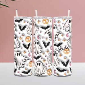 Ghosts and Bats Tumbler – 3D Puff Effect
