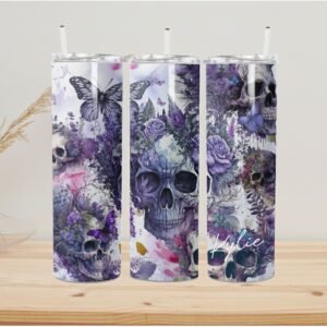 Purple Floral Skull Gothic Tumbler