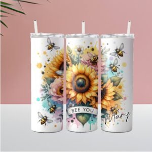 Bee You Bees & Sunflowers Personalized Tumbler