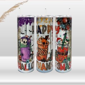 HalloThanksMas Tumbler – Halloween, Thanksgiving & Christmas All-in-One Holiday Cup