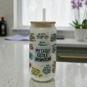My Daily Bible Affirmations Frosted Glass Can 16oz Tumbler