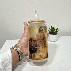 Psalm 46:10 Christian Inspirational 16oz Glass Can Tumbler