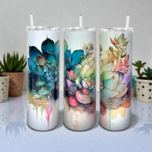 Watercolor Succulent Skinny Tumbler